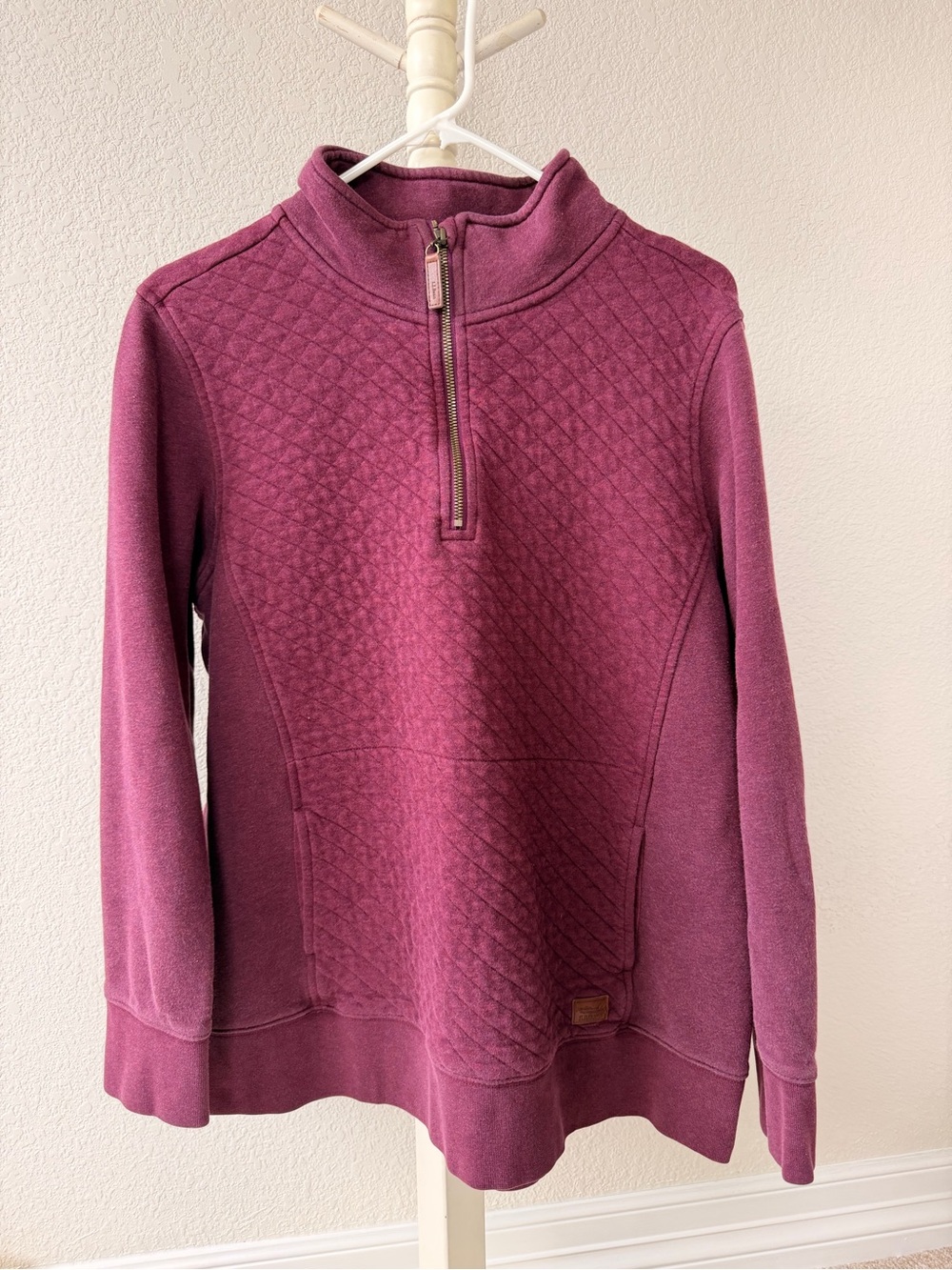 L.L.Bean Quilted Quarter Zip Pullover Sweatshirt Purple Women’s XL